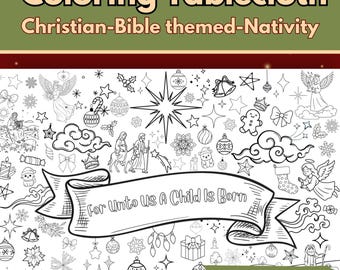 Christmas Nativity Giant Coloring Poster or Tablecloth Printable Activity for the Holidays Family Gatherings, or Party