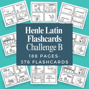Cartes mémoire Henle de vocabulaire latin avec des images pour le défi B et l'école à la maison classique pour les familles qui apprennent une langue, ressource imprimable
