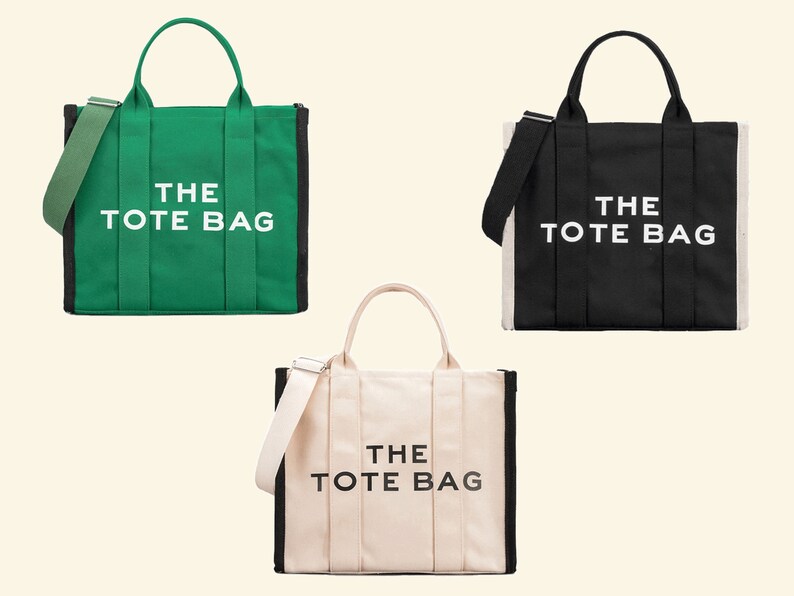 Contrast Edge The Tote Bag * Canvas Tote Bag * Canvas Handbag * Everyday Tote Handbag * Day Bag * School Bag * Gift for Her 