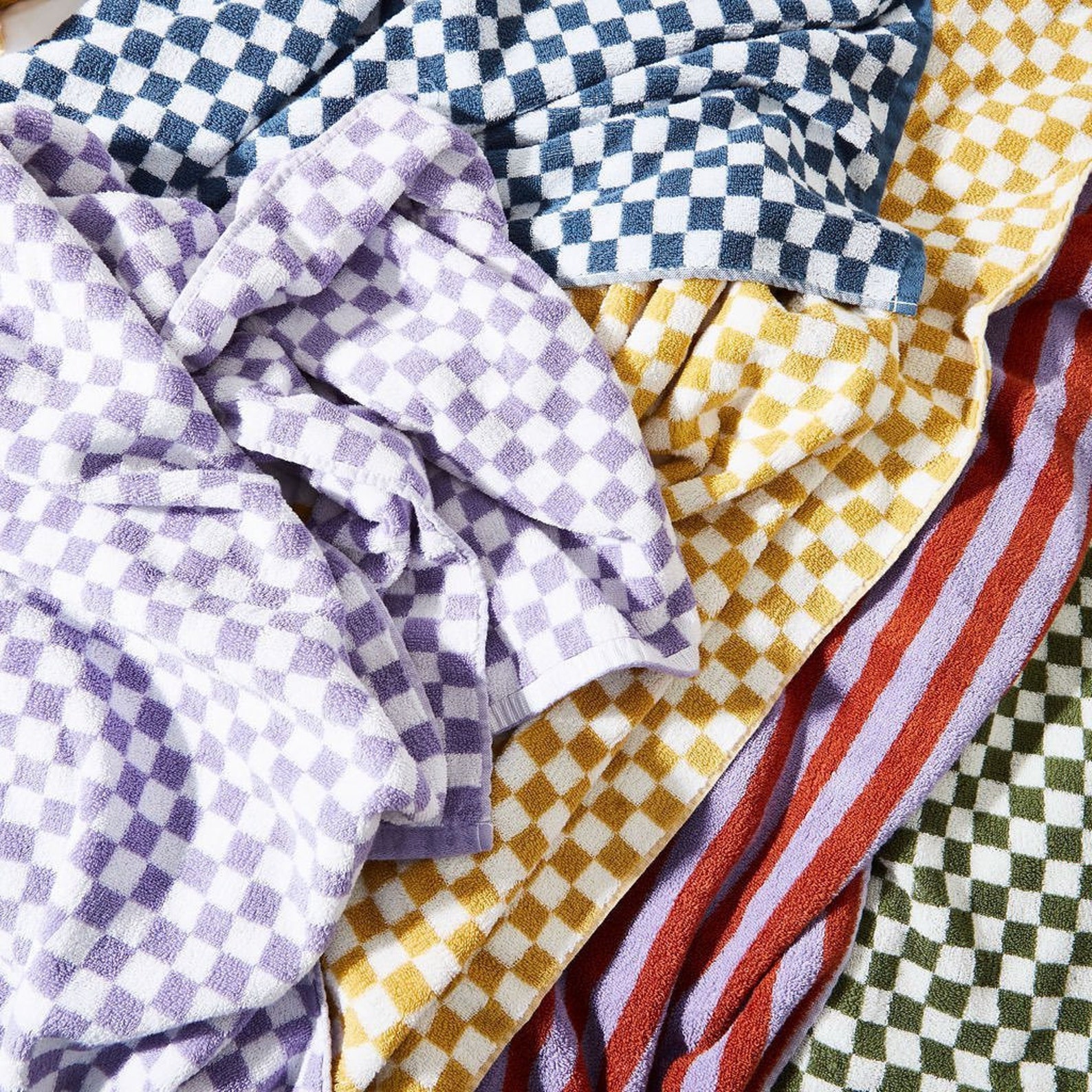 Checkered Bath Towel Checkered Hand Towel Retro Vibe Plaid Etsy