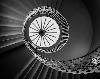Spiral Staircase Fine Art Print – Black & White Architectural Photography