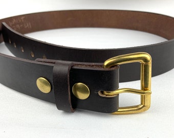 Brown Leather Belt with removable buckle