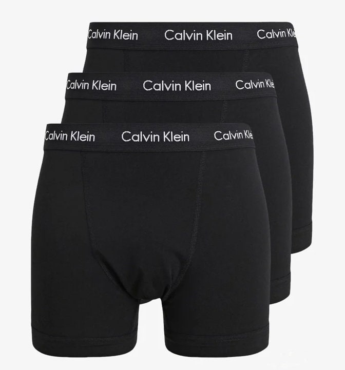 CALVIN KLEIN Mens Boxers Trunk Underwear 3 Pack Cotton Stretch White ...