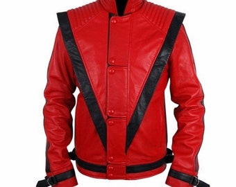 MJ Thriller Michael Jackson Veste en cuir véritable