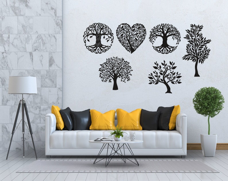 Wall Panel " 15 Tree Files ". Vector Dxf, Cdr,svg, for CNC, Vector File ...