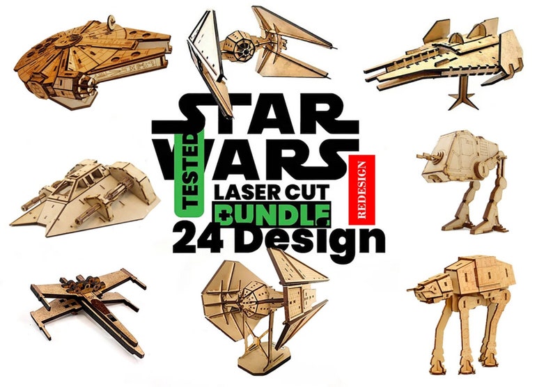 Star Wars 24 Rebel Bundle set DXF SVG Files Laser Cut StarWars Wooden 3D Model puzzle laser decoration Wooden Constructor "All TESTED"