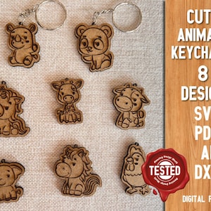 Cabeza de perro Personajes de cara dulce Paquete de llaveros para niños Set 36 diseño increíble Archivo de corte láser Plantillas Svg Archivos Glowforge Archivos de grabado SVG