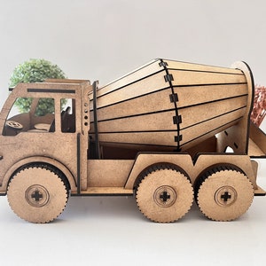 Zement Trolley Modell Laser Cut Display vektor Easy Cut Aufbewahrung Stand Display Ausgeschnitten Dxf Datei für Cnc Fräser Plan 3D Puzzle Spielzeug Geschenk