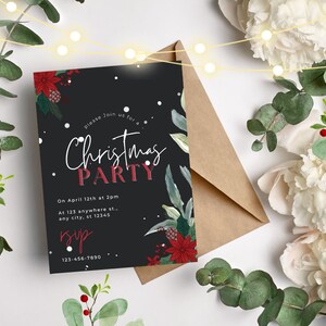 Holiday Party Invite, Christmas Invitation instant download, Christmas Invite Template, Editable, Instant download, Christmas festive