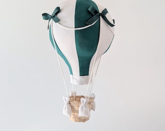 Globo aerostático verde y blanco para decoración de habitación infantil, tema de viaje para baby shower, decoración hecha a mano.