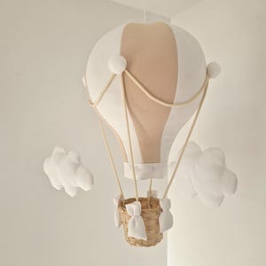 Beige & White Hot Air Balloon: Travel Theme Nursery Decor