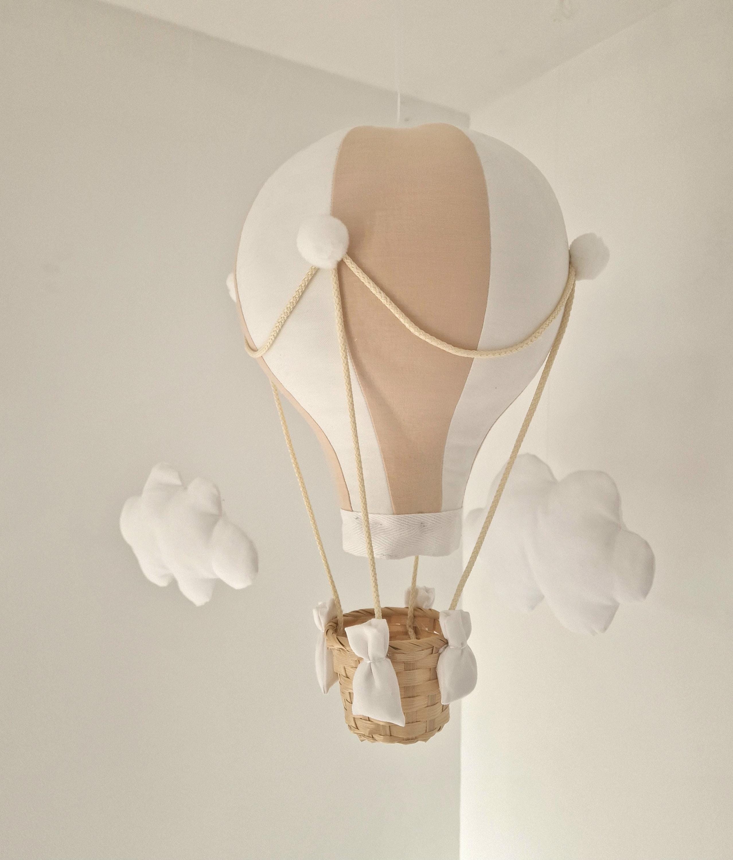 Beige & White Hot Air Balloon: Travel Theme Nursery Decor