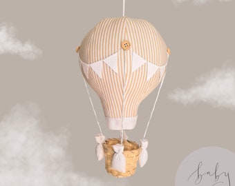 Beige & White Hot Air Balloon Decor: Travel Theme Nursery
