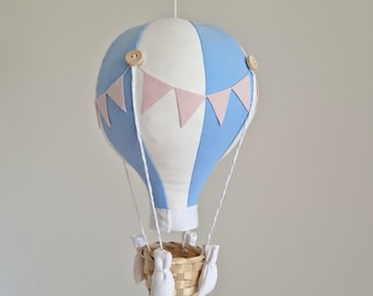 Blue Hot Air Balloon, Baby Shower Gift Travel Theme Nursery Decor, Heißluftballon