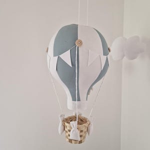 Balon na ogrzane powietrze Mint, prezent na baby shower, motyw podróży, wystrój pokoju dziecięcego, Heißluftballon