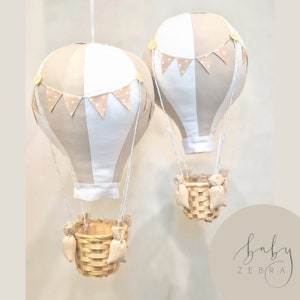 Set of 2 Beige Hot Air Balloon Decorations: Travel Theme Nursery Decor