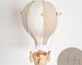 Beige & White Hot Air Balloon Nursery Decor with Wooden Stars