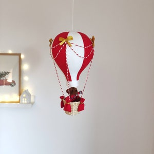 Christmas Hot Air Balloon Decor: Red & White Nursery Decoration