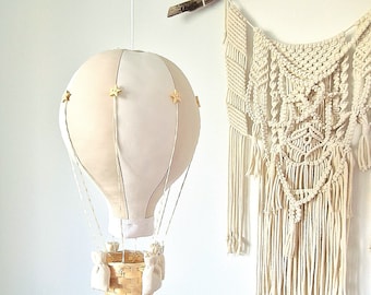 Beige & White Hot Air Balloon: Travel Theme Nursery Decor