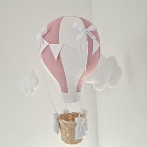 Pink and White Hot Air Balloon Decor: Baby Shower Travel Theme