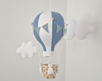Blue and White Hot Air Balloon Decor, Baby Shower Gift