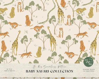 Modèle sans couture Tiger Safari : tissu à imprimé animal (téléchargement numérique)