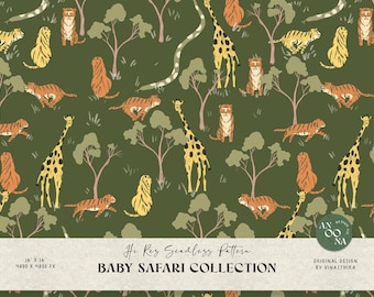 Garçon Safari Tiger Seamless Pattern : papier numérique animal (usage commercial)