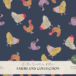Farm Seamless File - Farm Animal Pattern for Fabric - Repeating Pattern - Commercial Use - Chicken Seamless Pattern for Kid - Cute Animal