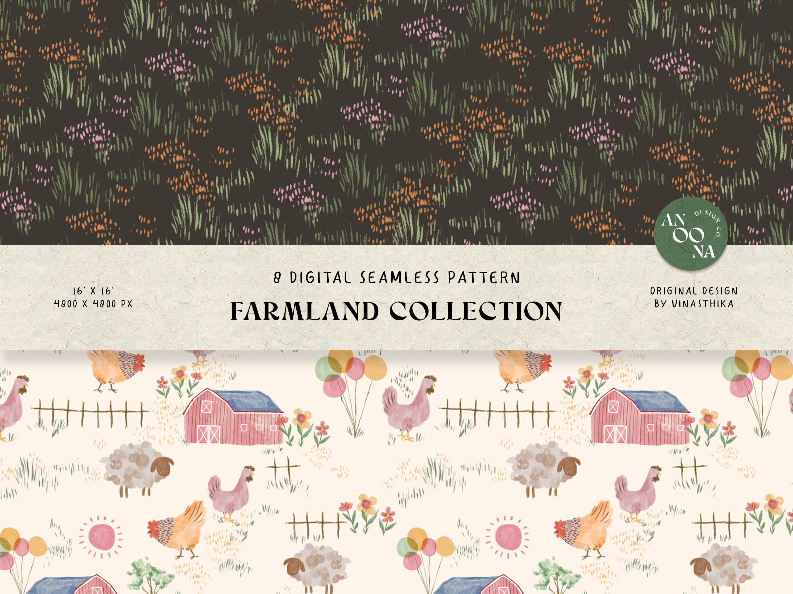 Farm Seamless File - Farm Animal Pattern for Fabric - Repeating Pattern ...