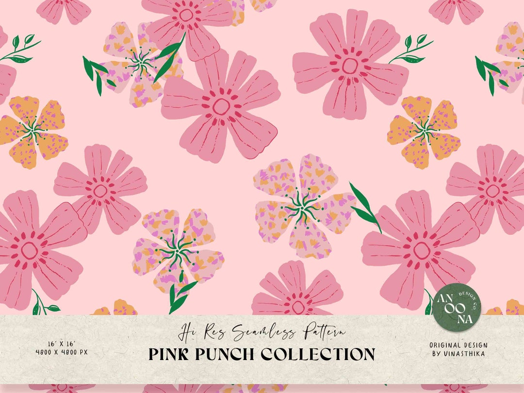 Pink Floral Seamless Pattern: Retro English Flower (digital Download ...