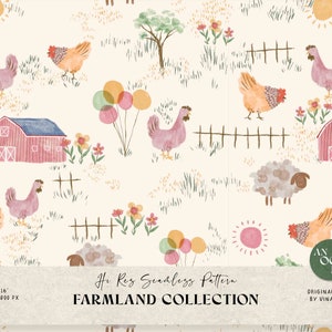 Fichier sans couture ferme - motif animaux de la ferme pour le tissu - motif répétitif - usage commercial - motif sans couture mouton pour enfant - animal mignon