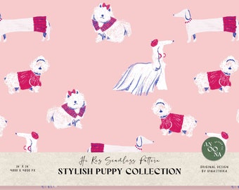 Puppy Seamless Pattern: Dog Fabric Print, Nursery Wallpaper (Digital Paper)