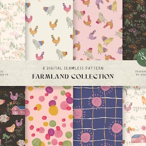 Fichier sans couture de ferme - modèle d'animal de ferme pour le tissu - motif répétitif - usage commercial - modèle sans couture pour enfant - animal mignon de poulet
