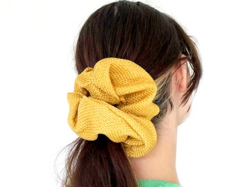 Mustard Yellow Waffle Scrunchie - XXL Scrunchie - Giant Hair Bobble - Large Scrunchy - Textured Autumn Hair Accessories - Fall Headband