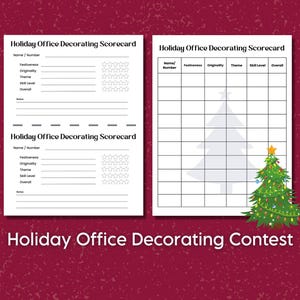 Office Holiday Party Game Scorecard zum Dekorieren von Schreibtischen, Christmas Contest Score Card für Weihnachtsdekorationen und Cubicle Seasonal Decor