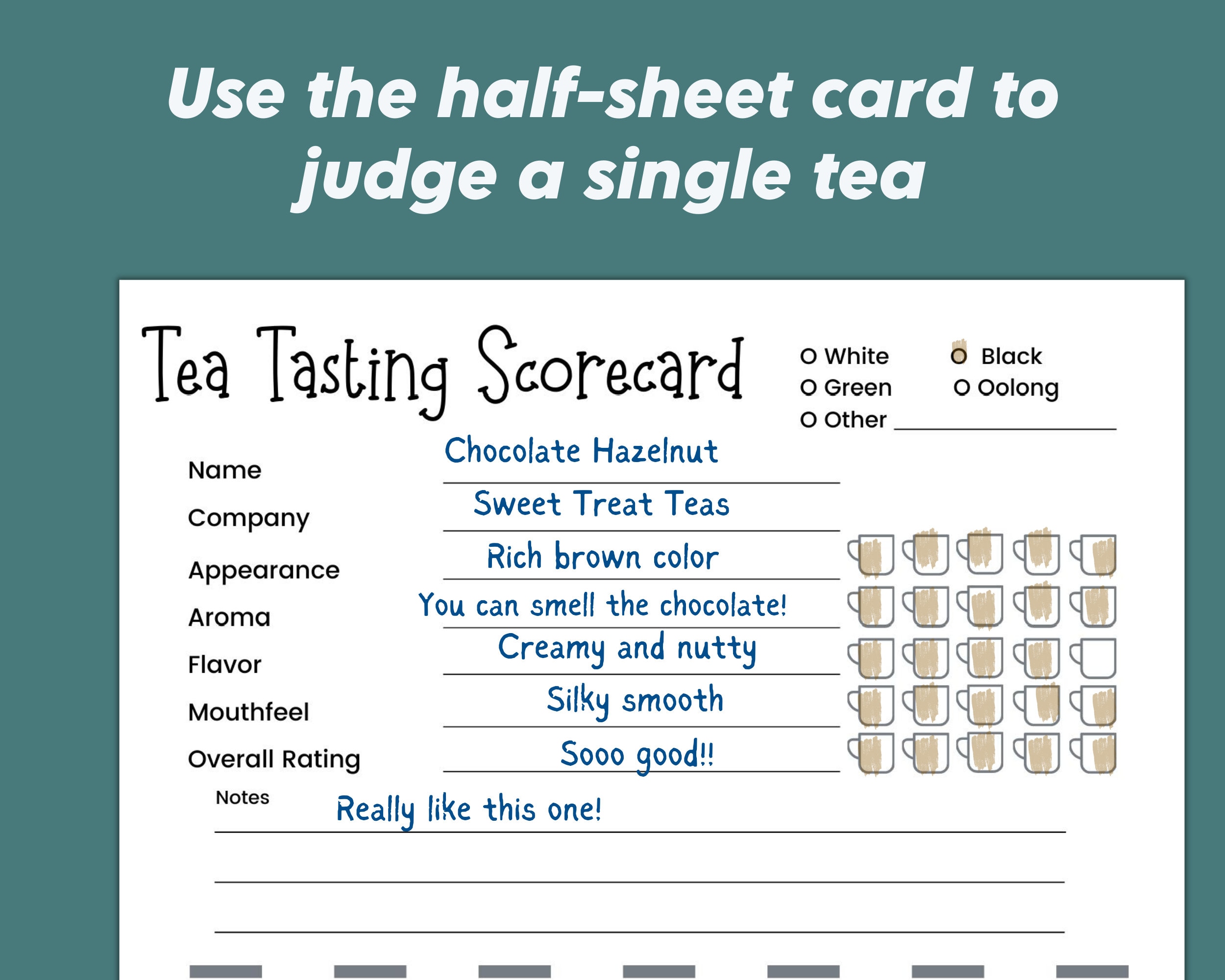 Tea Tasting Score Card, Tea Party Games Tea Party Printable Tasting ...