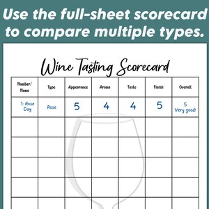 Wine Tasting Score Card, Tasting Scorecard Wine Party, Wine Flight ...