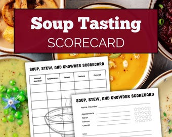 Tarjeta de puntuación del concurso de sopas: Juego de degustación de estofados y sopas (Descargar PDF)