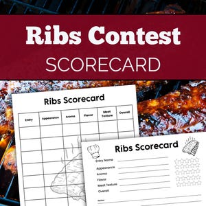 Ribs Tasting Scorecard – BBQ Cookoff Judging Sheets (Digital Download PDF Printable)