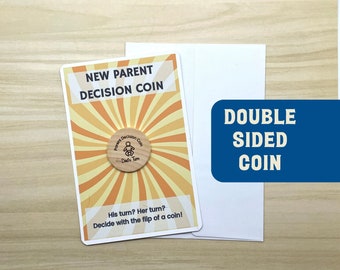 New Parents Decision Flip Coin, Wooden Engraved His and Her Coin, Funny Token for New Parent Baby Shower Gift, Decision Maker Coins