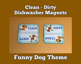 Clean Dirty Dishwasher Dog Magnet – Funny Kitchen Decor (MDF Sublimation)