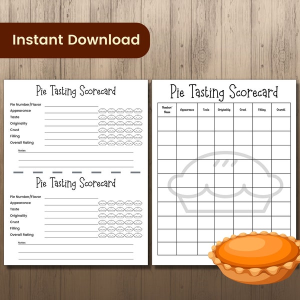 Baking Contest Scorecard Etsy
