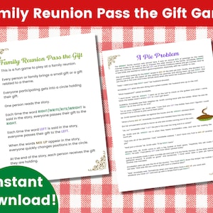 Family Reunion Pass the Gift Game, Family Gathering Get Together Icebreaker Activity Left Right Game Story, Pass the Parcel Prize