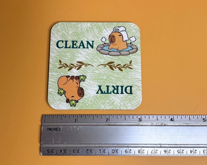 Capybara Clean Dirty Dishwasher Magnet – Quirky Kitchen Decor (MDF ...
