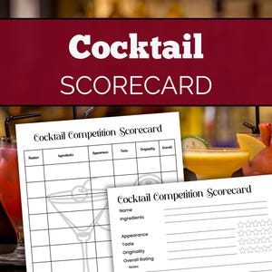 Carte de pointage du concours de cocktails - Dégustation de cocktails (téléchargement PDF)