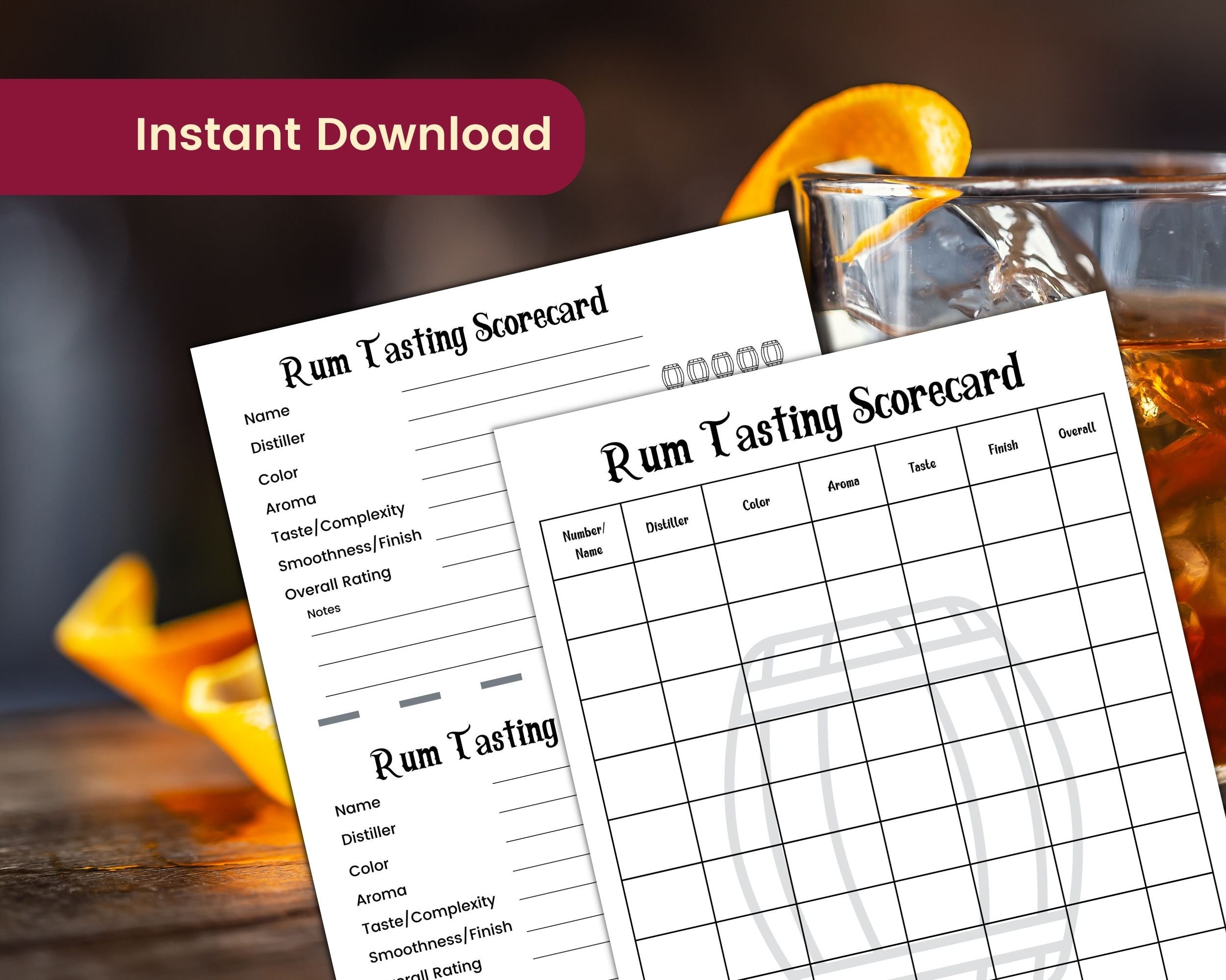 Rum Tasting Score Card Cocktail Tasting Flight Party Etsy