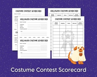 コスチュームコンテストスコアカード - ハロウィンパーティー＆コスプレ審査用印刷可能（PDFダウンロード）