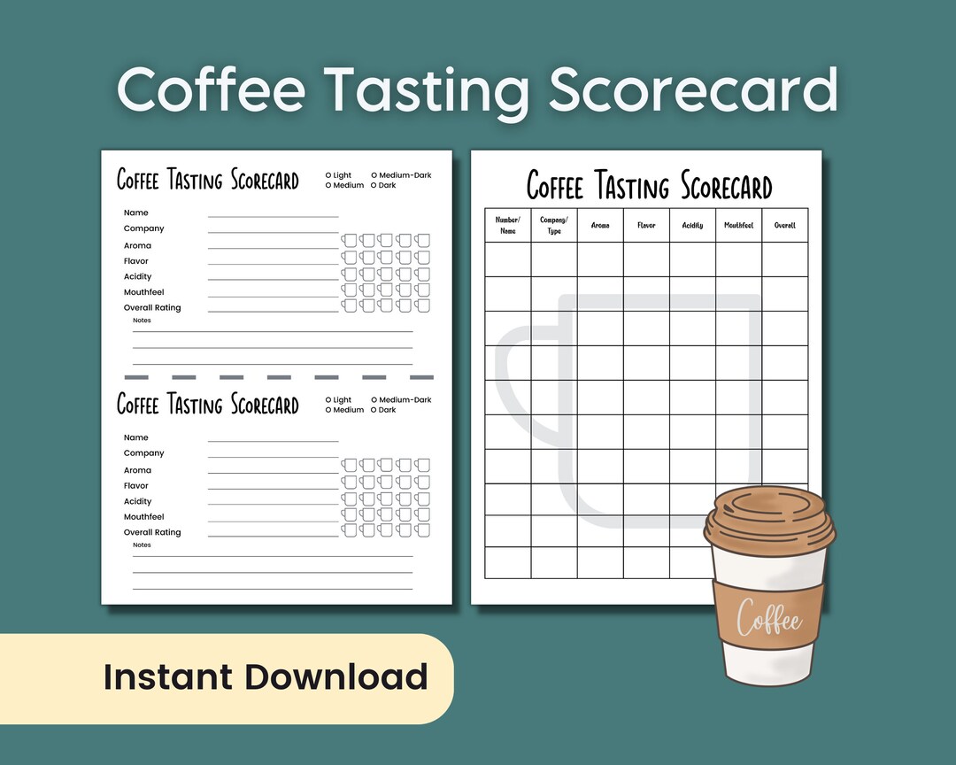 Coffee Tasting Notes Score Card, Tasting Flight Coffee Printables, Fun ...