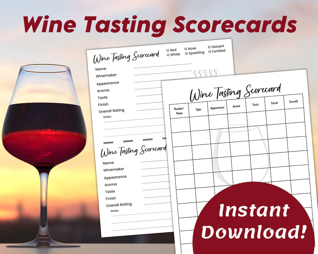 Wine Tasting Score Card Tasting Scorecard Wine Party Wine - Etsy
