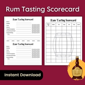 Scorekaart rumproeverij, cocktailproeverij Flight Party, Drinking Party Game of virtuele rumproeverij, happy hour-notities voor rumvlucht
